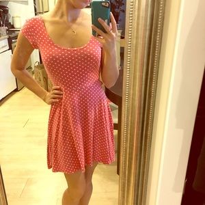 Red and white polka dot skater dress